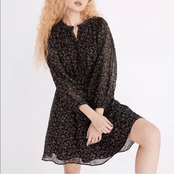 Madewell Dresses & Skirts - Madewell Ruffle-Neck Button-Front Mini Dress Dotted Vines Medium